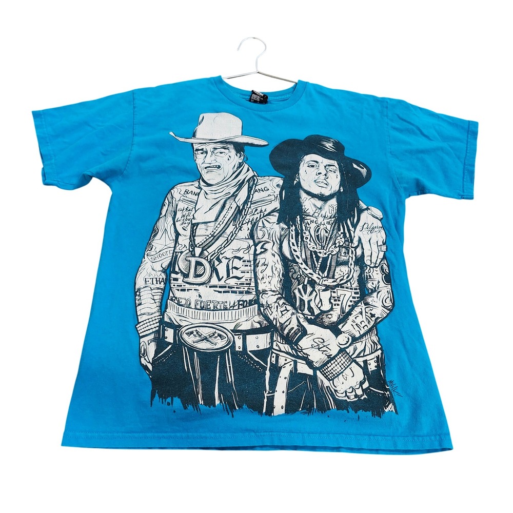 Upper Playground John Wayne Lil Wayne Tattoo Graphic Tee Blue Mens Medium - Picture 1 of 6